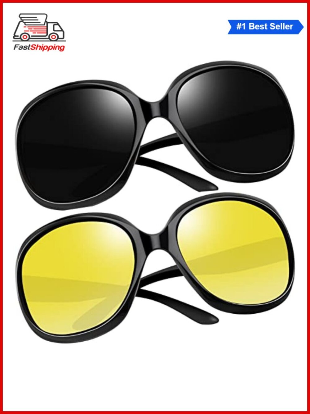 ✨ Oversized Polarized Sunglasses Womens Butterfly Square Big UV400 Driving